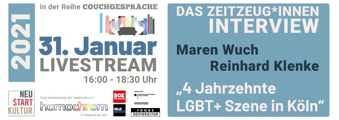 Couchgespräche Januar 2021 - 4 Jahrzehnte LGBT+-Szene in Köln