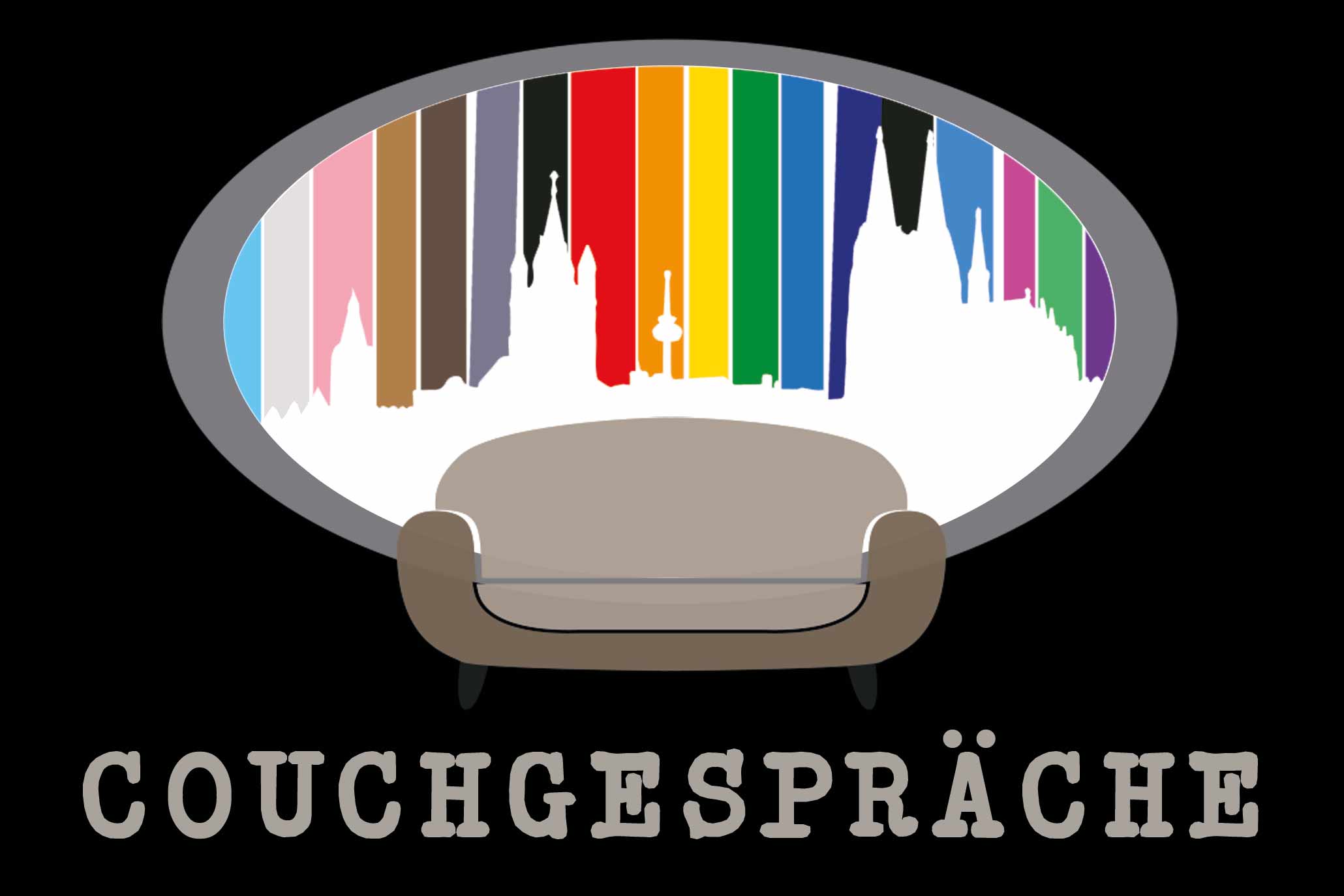Logo der Kölner Veranstaltungsreihe Couchgespräche von homochrom e.V. in Kooperation mit Neue Medien e.V.
